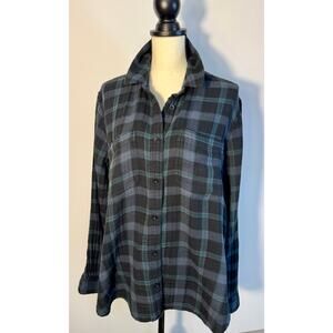 Madewell Womens Black Plaid Button Up Shirt Flannel Top